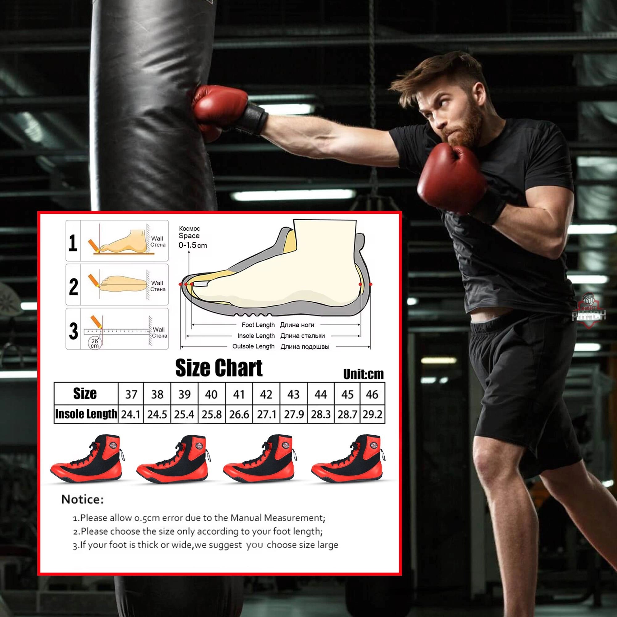 RightPunch Kickboxing Shoes For Sports Professioanls Intense Training