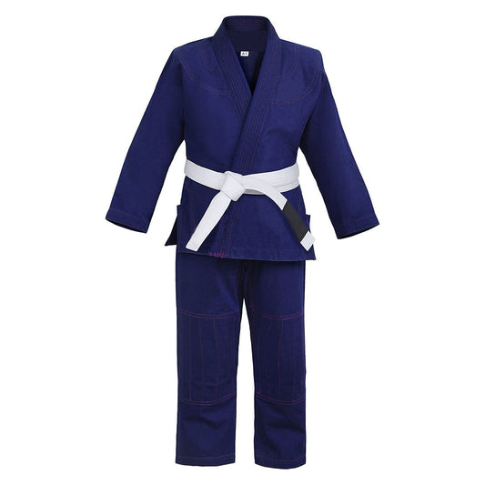 BJJ Gi for Men & Women Brazilian Jiu Jitsu GI Navy Blue Suit with Free Belt 450 GSM - RightPunch Sports