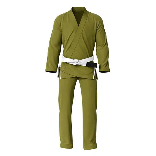 BJJ Gi for Men & Women Brazilian Jiu Jitsu GI Olive Green Suit with Free Belt 450 GSM.