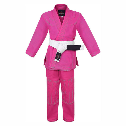 BJJ Gi for Men & Women Brazilian Jiu Jitsu GI Pink Suit with Free Belt 450 GSM.