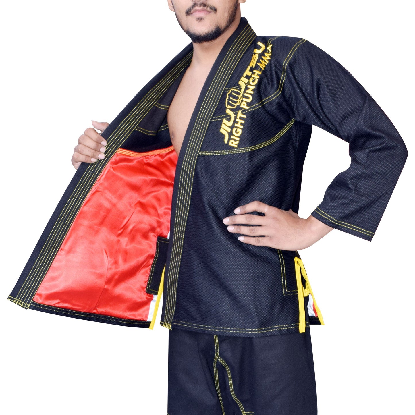 Black Bjj Gi for Kids - Brazilian Jiu Jitsu for Kids With Free Belt - RightPunch Sports