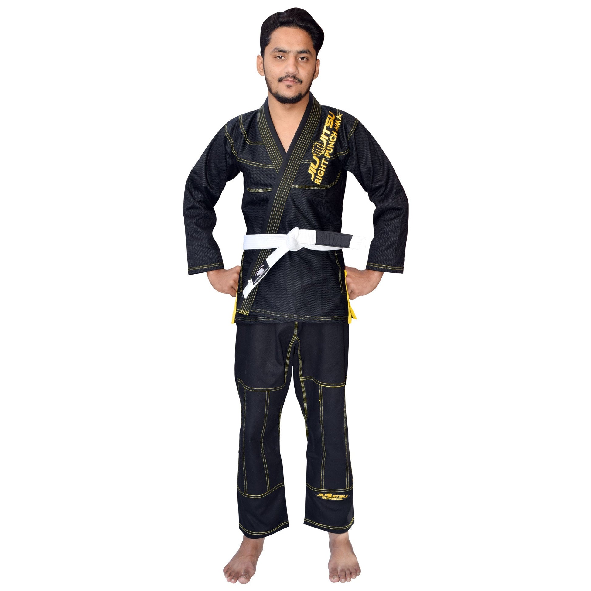 Black Bjj Gi for Kids - Brazilian Jiu Jitsu for Kids With Free Belt - RightPunch Sports