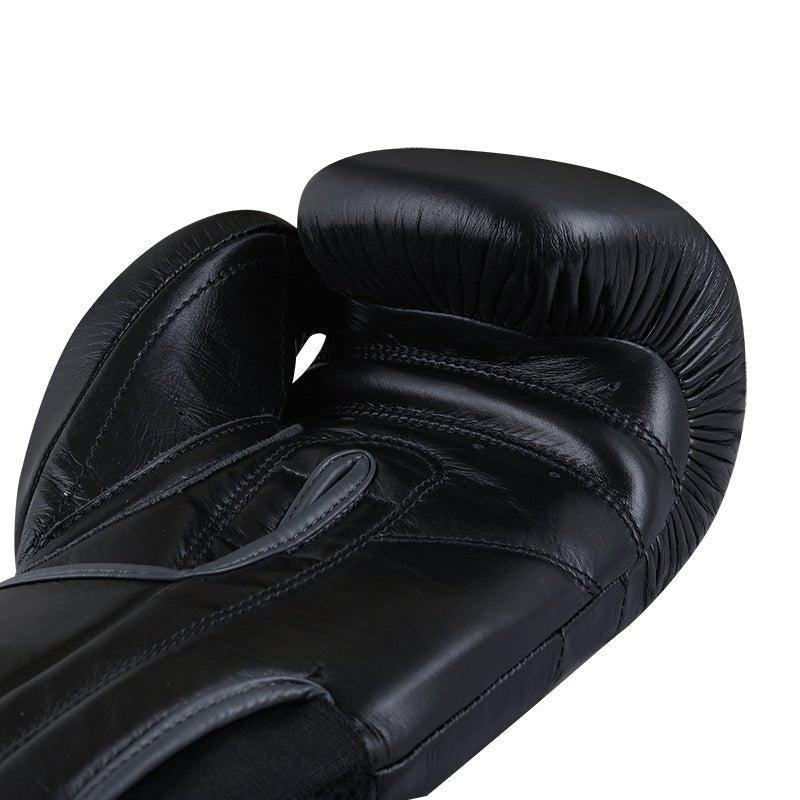 Black Genuine Leather Boxing Gloves - Real Leather Gloves - RightPunch Sports