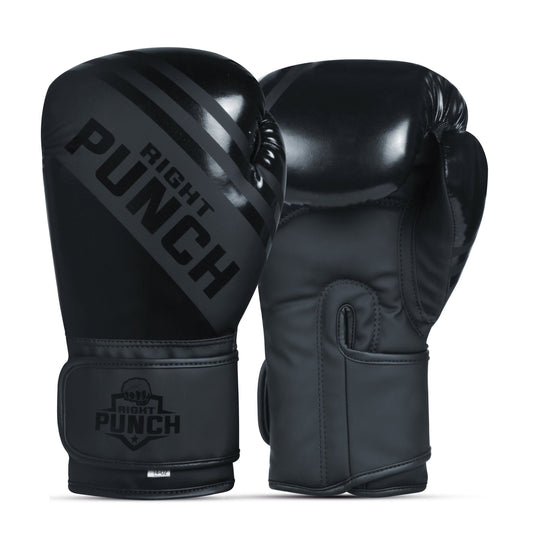 Black Synthetic Leather Boxing Gloves – Durable & Comfortable - RightPunch Sports