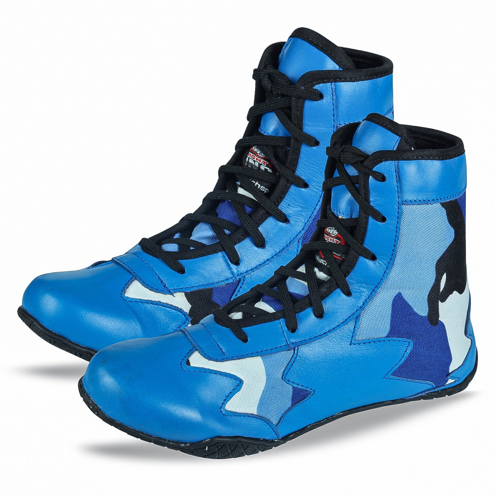 Blue Camo Shoes for Boxing and Wrestling - RightPunch Sports