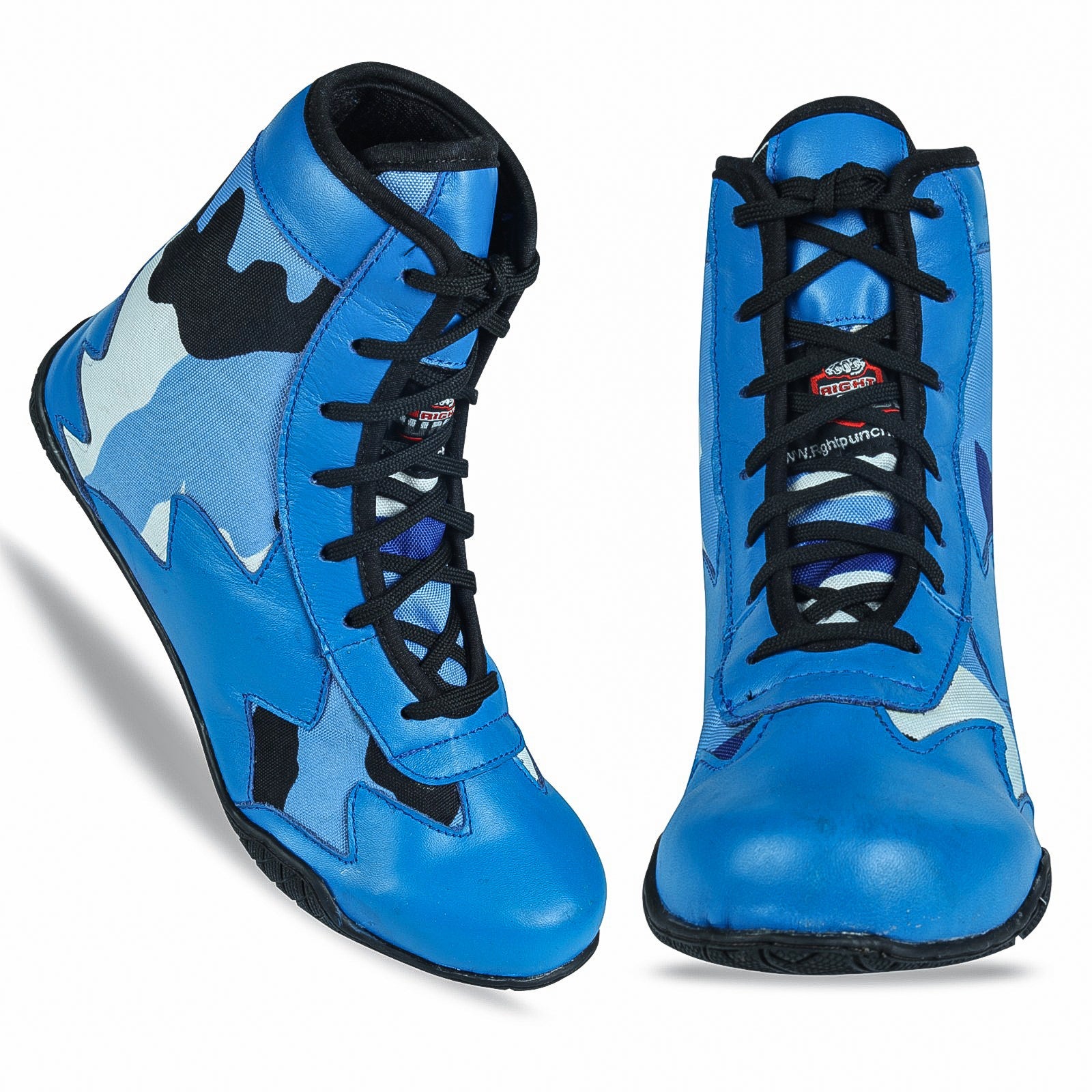 Blue Camo Shoes for Boxing and Wrestling - RightPunch Sports