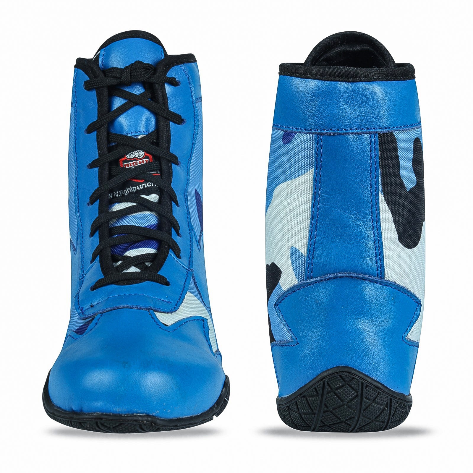 Blue Camo Shoes for Boxing and Wrestling - RightPunch Sports