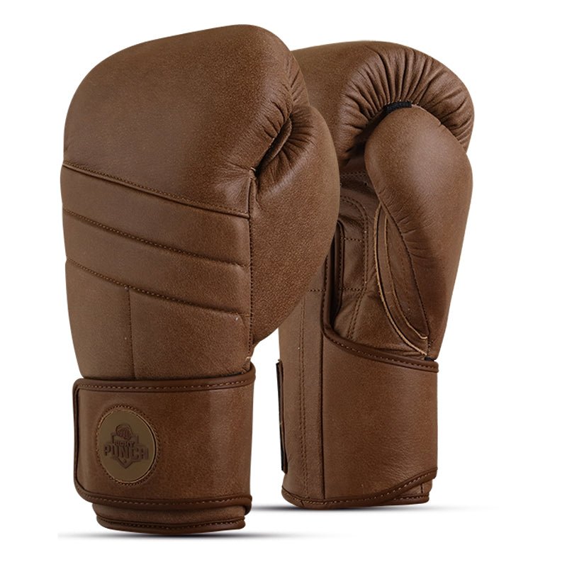 Brown Genuine Leather Boxing Gloves - Real Leather Gloves - RightPunch Sports