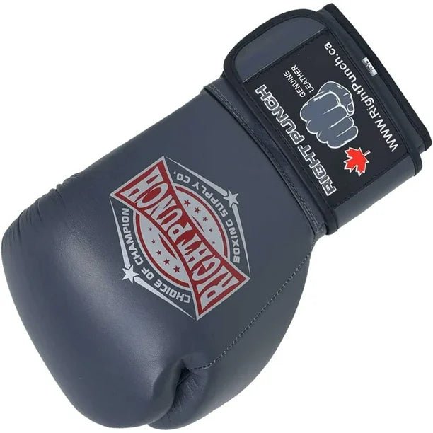 Genuine Leather Boxing Gloves Dark Gray - Unisex - RightPunch Sports