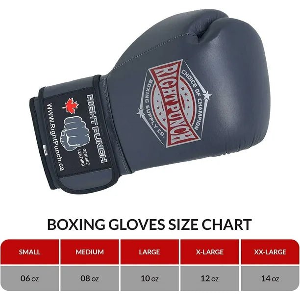 Genuine Leather Boxing Gloves Dark Gray - Unisex - RightPunch Sports