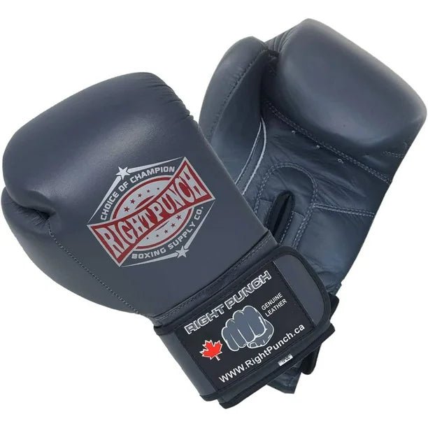 Genuine Leather Boxing Gloves Dark Gray - Unisex - RightPunch Sports