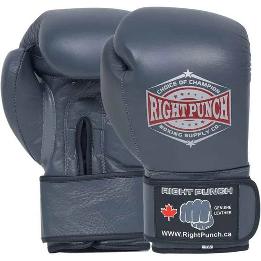 Genuine Leather Boxing Gloves Dark Gray - Unisex - RightPunch Sports