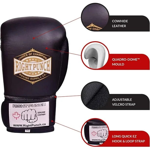 Genuine Leather Boxing Gloves Dark Puce - Unisex Sparring Gloves - RightPunch Sports