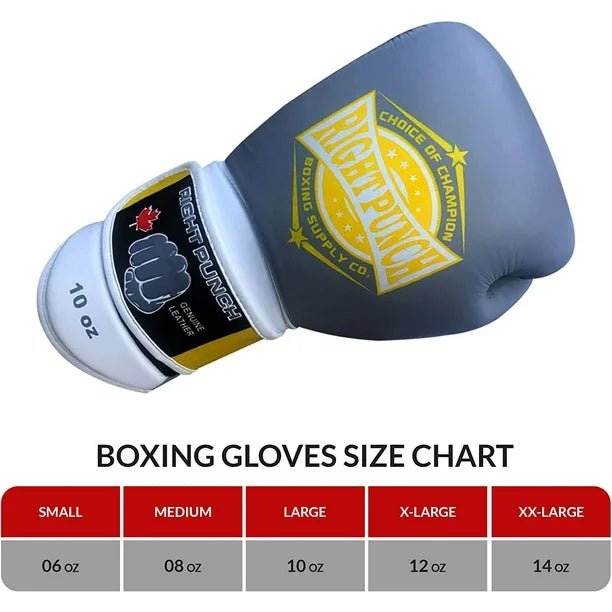 Genuine Leather Boxing Gloves Gray - Unisex - RightPunch Sports