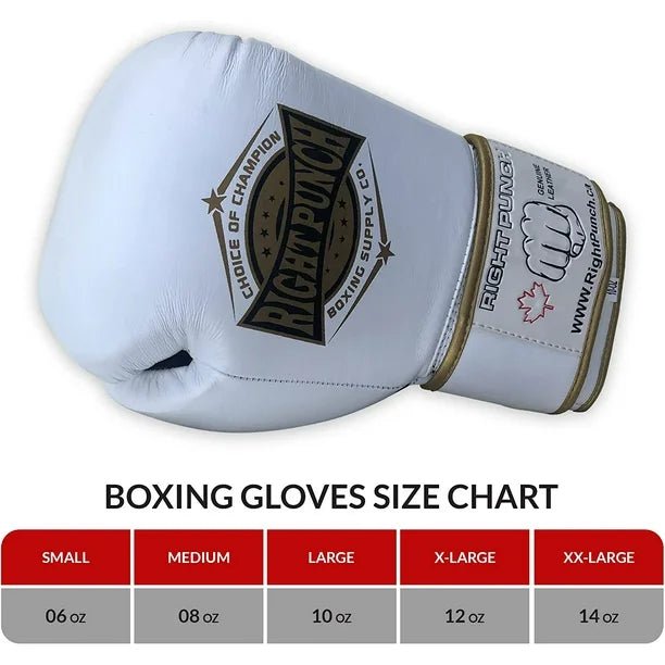 Genuine Leather Boxing Gloves White - Unisex - RightPunch Sports