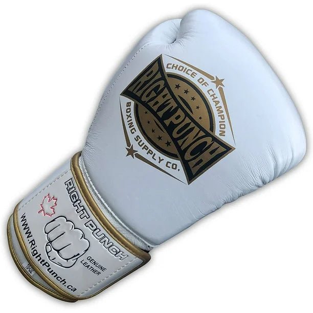 Genuine Leather Boxing Gloves White - Unisex - RightPunch Sports