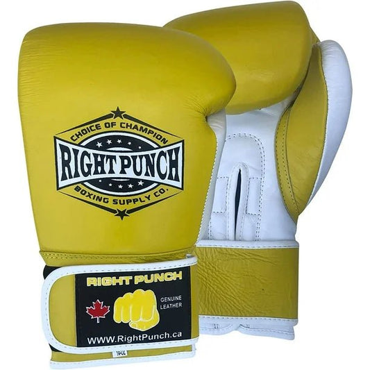 Genuine Leather Boxing Gloves Yellow - Unisex Sparring Gloves.