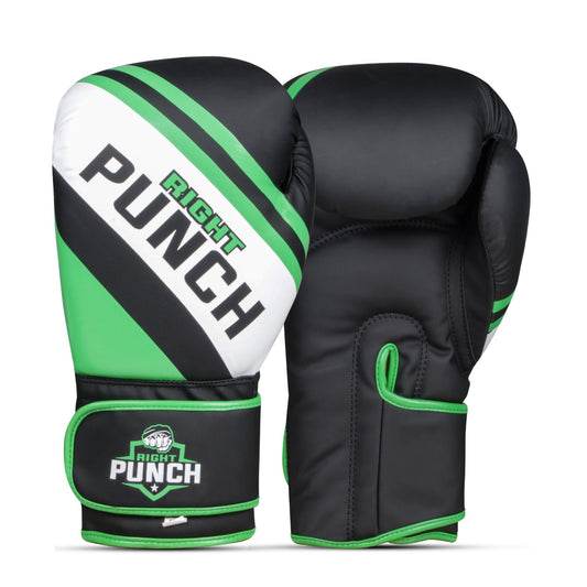 Green Synthetic Leather Boxing Gloves – Durable & Comfortable - RightPunch Sports