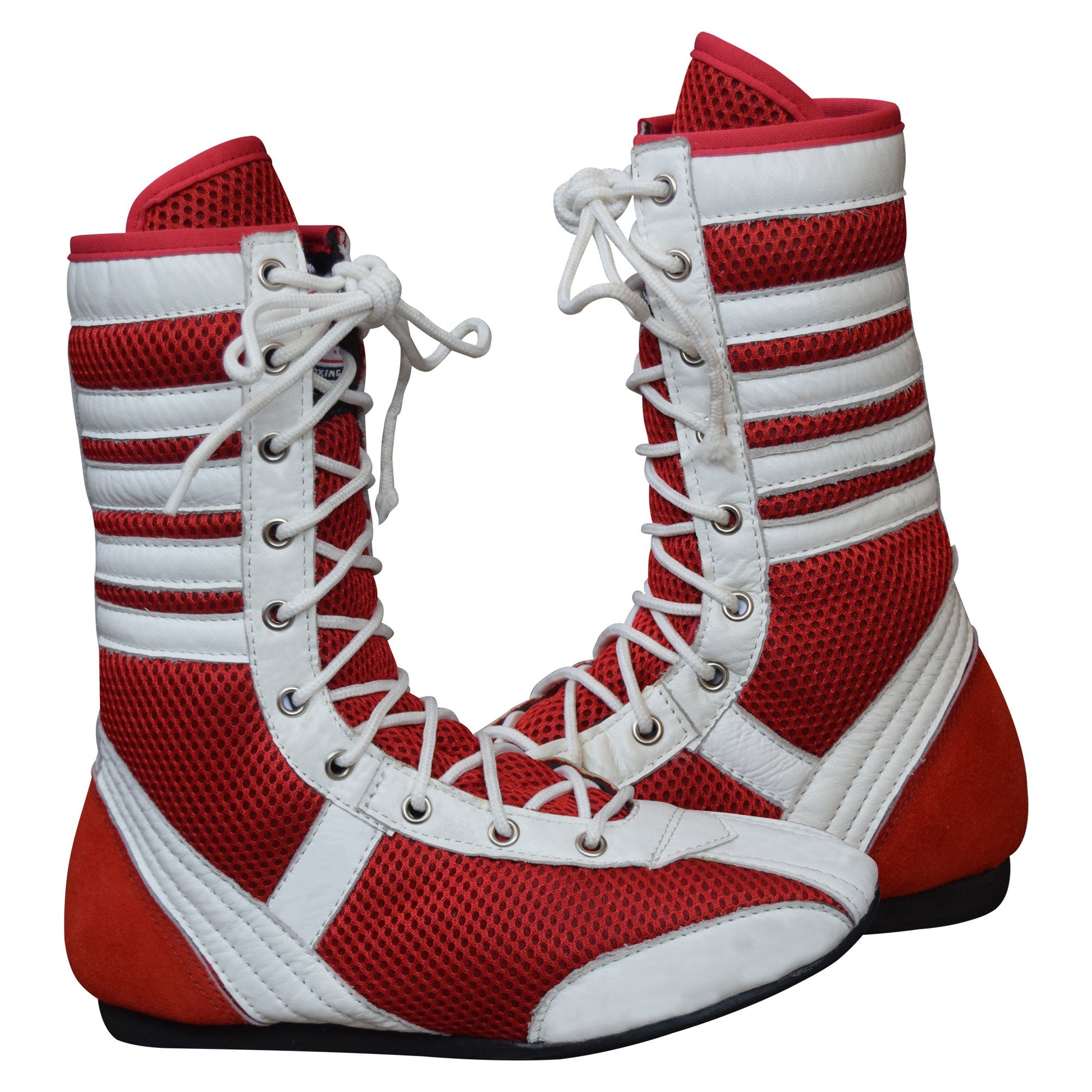 Long Boxing Shoes Anti Slip and Lightweight Red and White - RightPunch Sports