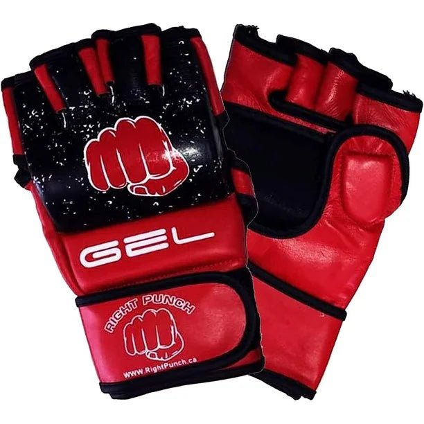 MMA Gloves Cowhide Leather RED Sparring Gloves - RightPunch Sports