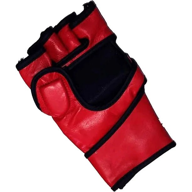 MMA Gloves Cowhide Leather RED Sparring Gloves - RightPunch Sports