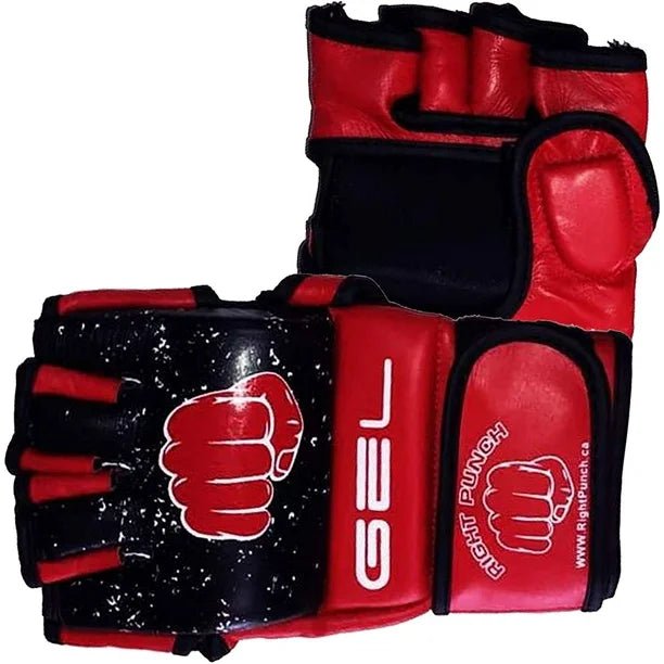 MMA Gloves Cowhide Leather RED Sparring Gloves - RightPunch Sports