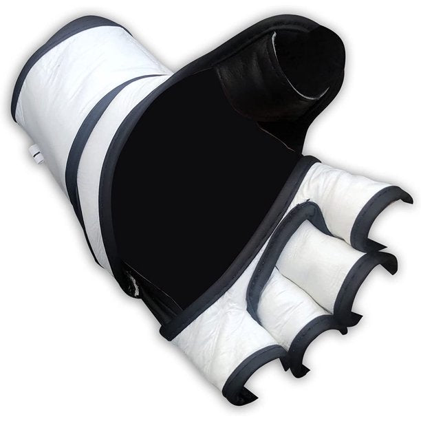 MMA Gloves Cowhide Leather White Sparring Gloves - RightPunch Sports