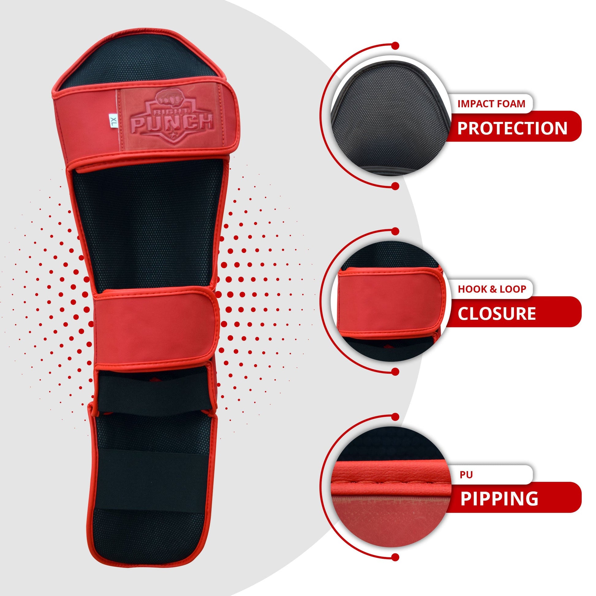 MMA Shin Pads - Red MMA Shin Guards - RightPunch Sports