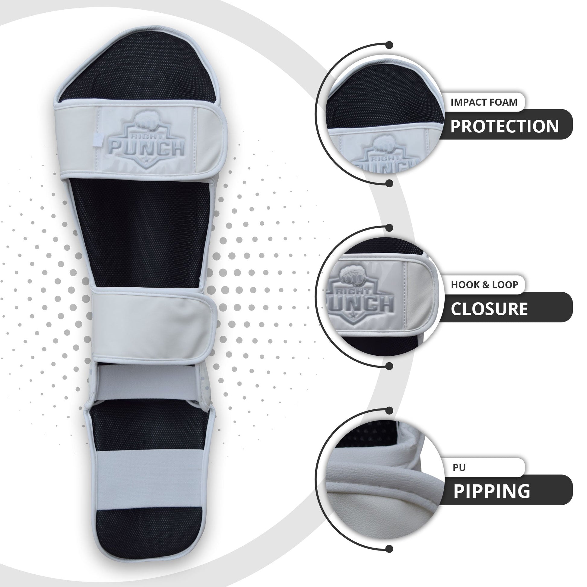 MMA Shin Pads - White MMA Shin Guards - RightPunch Sports