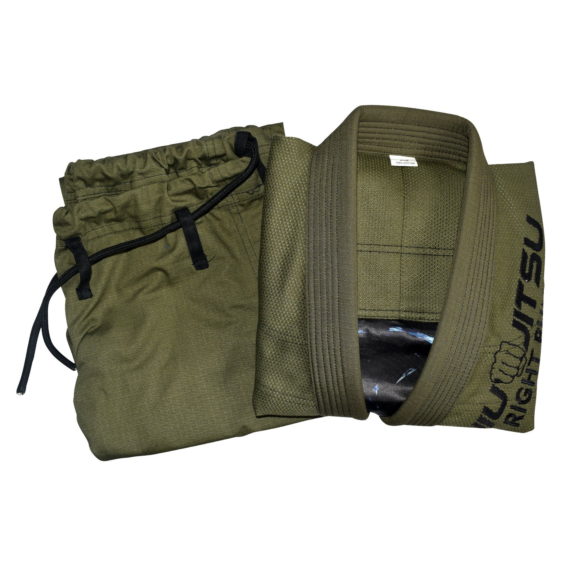 Olive Green Bjj Gi for Kids - Brazilian Jiu Jitsu for Kids With Free Belt - RightPunch Sports