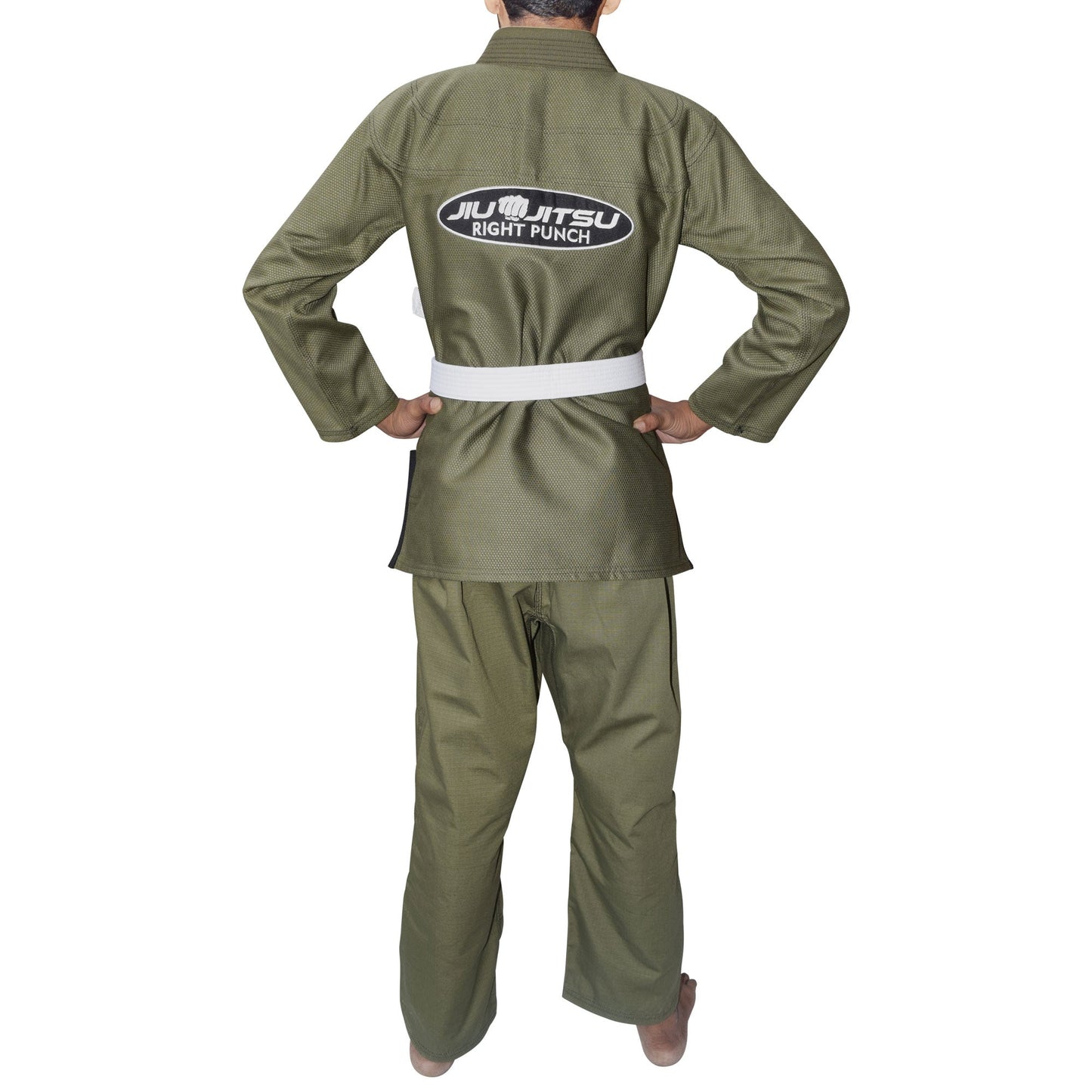 Olive Green Bjj Gi for Kids - Brazilian Jiu Jitsu for Kids With Free Belt - RightPunch Sports