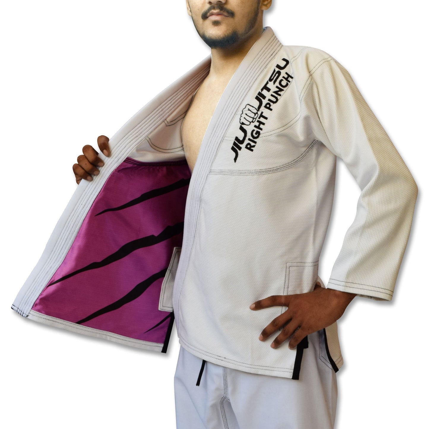 White Bjj Gi for Kids - Brazilian Jiu Jitsu for Kids With Free Belt - RightPunch Sports