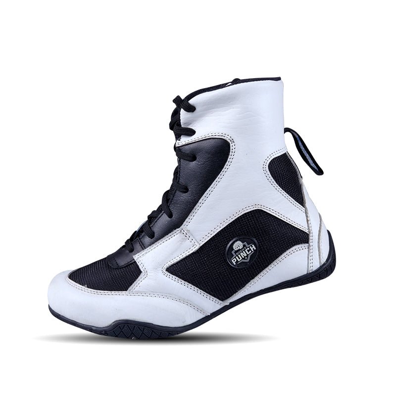 White Men's Boxing and Wrestling Boots.