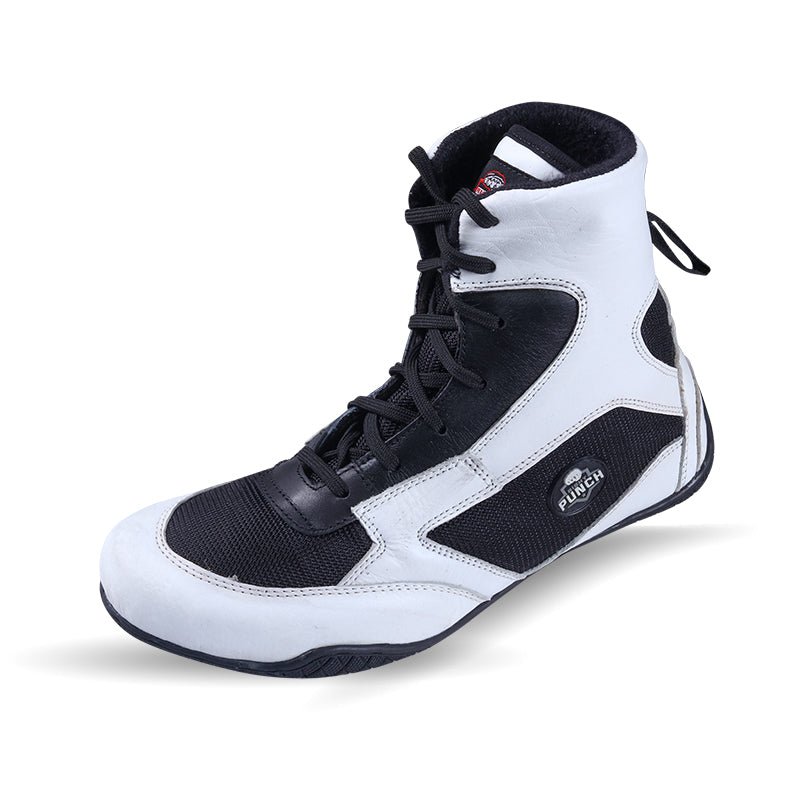 White Men's Boxing and Wrestling Boots.