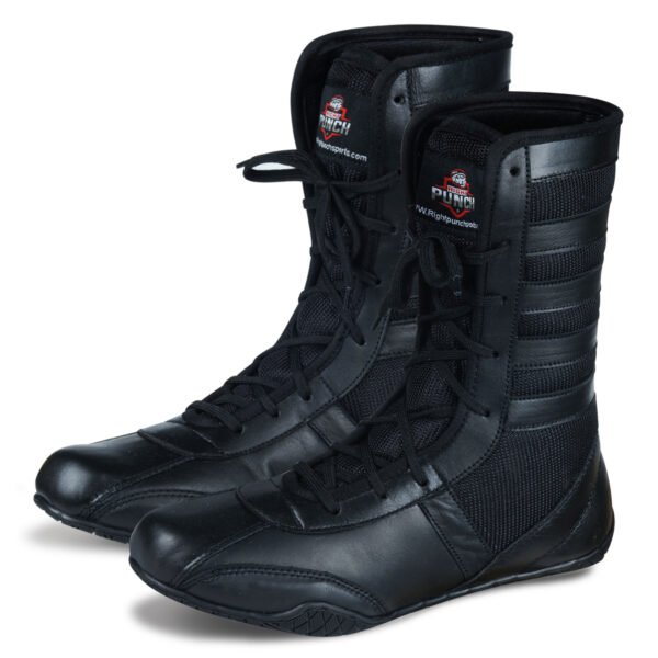 RightPunch Pro High-Top Boxing Boots - Black/Black