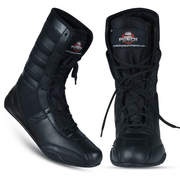 RightPunch Pro High-Top Boxing Boots - Black/Black - Image 3
