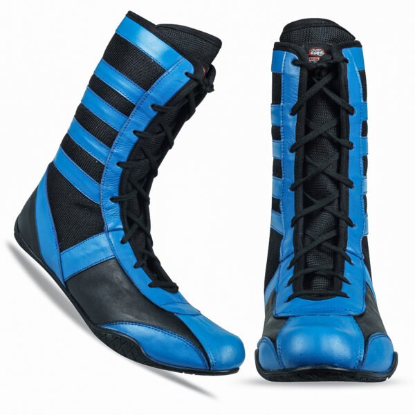 RightPunch Pro High-Top Boxing Boots - Blue/Black - Image 3