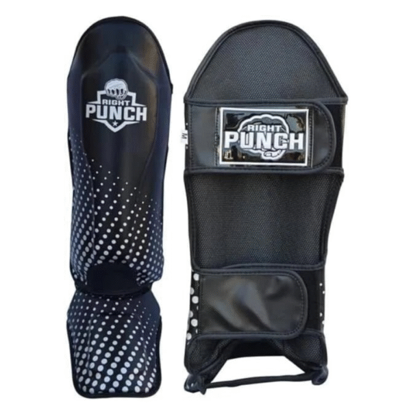 RightPunch Black & Silver MMA Shin Guards