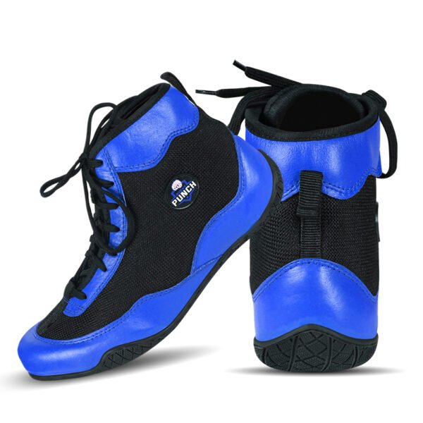 RightPunch Blue Breathable Leather Boxing and Wrestling Shoes - Image 4