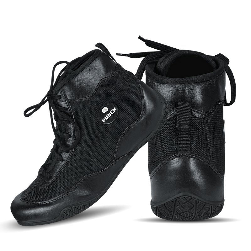 RightPunch Black Breathable Leather Boxing and Wrestling Shoes 6 RightPunch Black Breathable Leather Boxing and Wrestling Shoes - Image 6