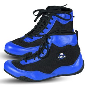 RightPunch Blue Breathable Leather Boxing and Wrestling Shoes