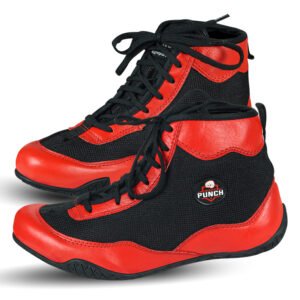 RightPunch Red Breathable Leather Boxing and Wrestling Shoes