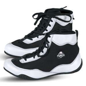 RightPunch White Breathable Leather Boxing and Wrestling Shoes