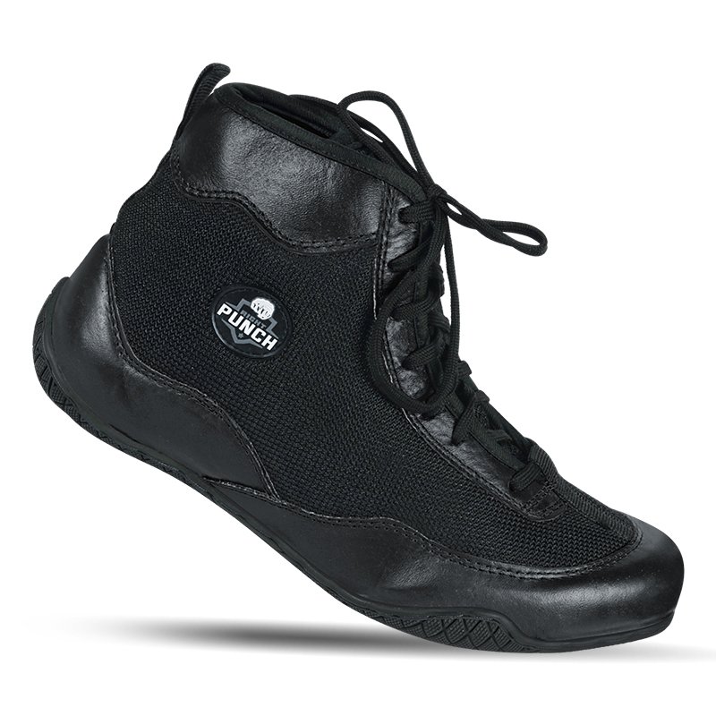 RightPunch Black Breathable Leather Boxing and Wrestling Shoes 5 RightPunch Black Breathable Leather Boxing and Wrestling Shoes - Image 5