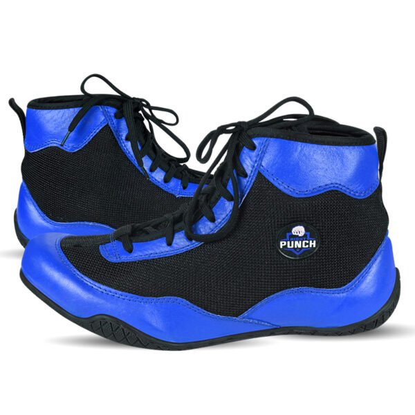 RightPunch Blue Breathable Leather Boxing and Wrestling Shoes - Image 2