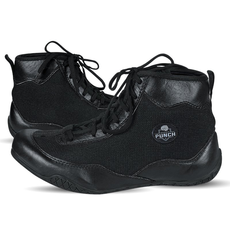 RightPunch Black Breathable Leather Boxing and Wrestling Shoes 3 RightPunch Black Breathable Leather Boxing and Wrestling Shoes - Image 3
