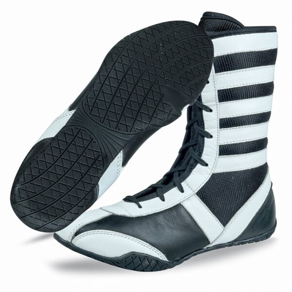 RightPunch Pro High-Top Boxing Boots - White/Black - Image 2