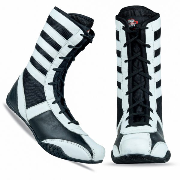 RightPunch Pro High-Top Boxing Boots - White/Black - Image 4