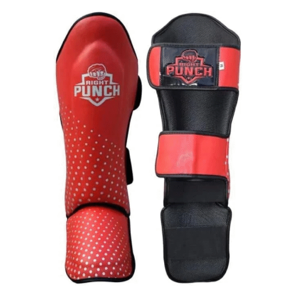 RightPunch Red & Silver MMA Shin Guards