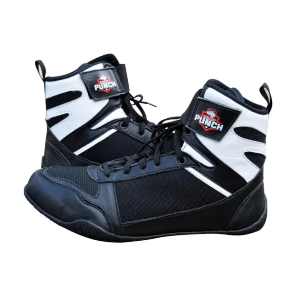 Black Breathable Leather Boxing and Wrestling Shoes